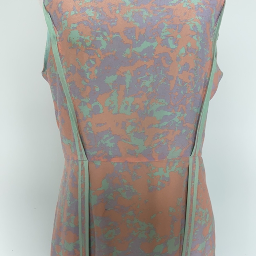 Line and Dot Pastel Monet Silk Dress. - Picture 10 of 13